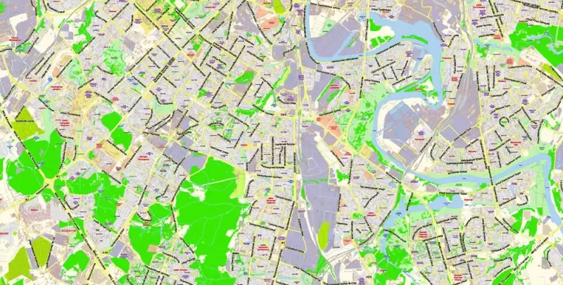 Москва Moscow PDF Map Vector Russia Russian Names City Plan Low Detailed editable Adobe PDF Street Map in layers