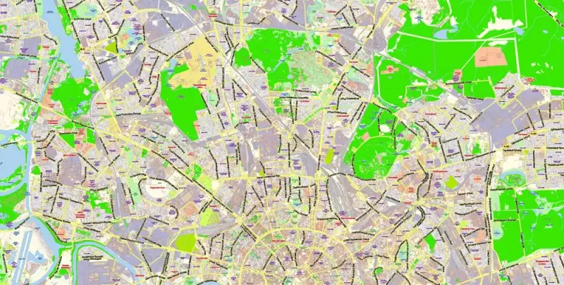 Москва Moscow PDF Map Vector Russia Russian Names City Plan Low Detailed editable Adobe PDF Street Map in layers