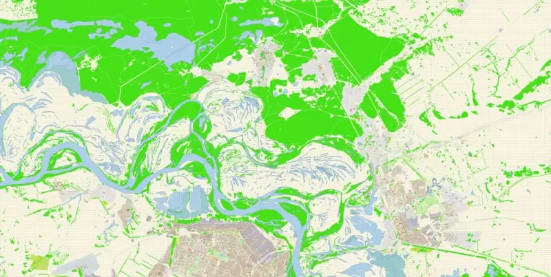 Барнаул + Новоалтайск векторная карта Россия подробная редактируемая в слоях, Adobe Illuetrator
