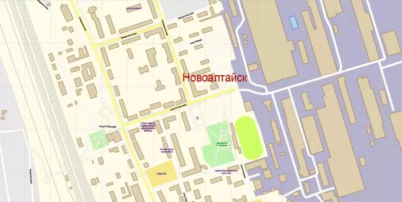 Барнаул + Новоалтайск векторная карта Россия подробная редактируемая в слоях, Adobe Illuetrator