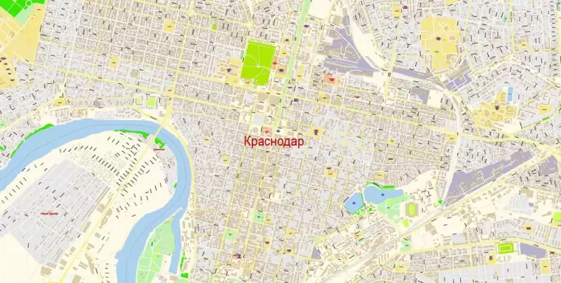 Краснодар векторная карта Россия подробная редактируемая в слоях, Adobe Illustrator