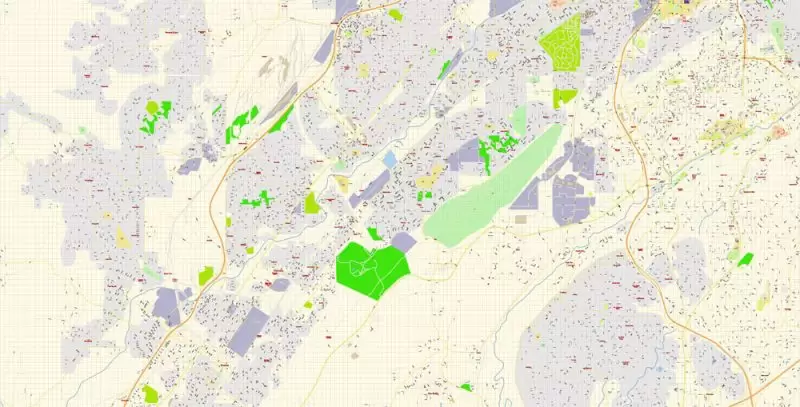 Birmingham Map Vector Exact City Plan + University of Alabama detailed Street Map Adobe Illustrator in layers