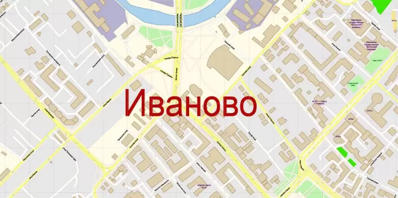 Иваново векторная карта города подробная редактируемая в слоях Adobe Illustrator