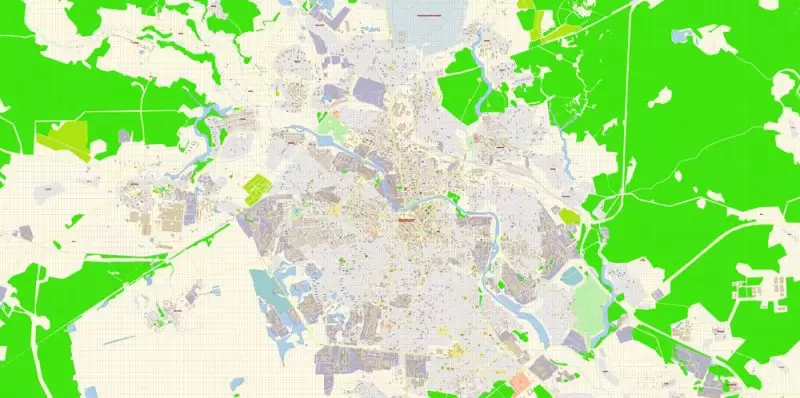 Иваново векторная карта города подробная редактируемая в слоях Adobe Illustrator