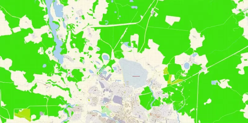 Иваново векторная карта города подробная редактируемая в слоях Adobe Illustrator