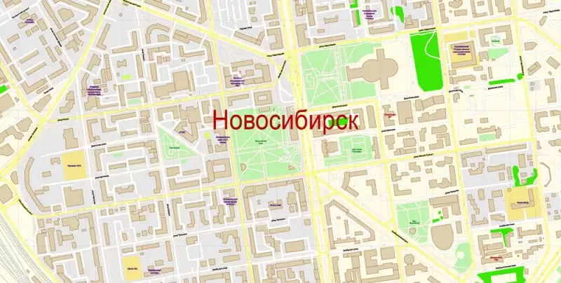 Новосибирск векторная карта подробная редактируемая в слоях Adobe Illustrator