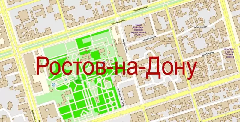 Ростов на Дону векторная карта подробная редактируемая в слоях Adobe Illustrator