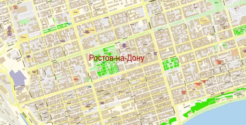 Ростов на Дону векторная карта подробная редактируемая в слоях Adobe Illustrator
