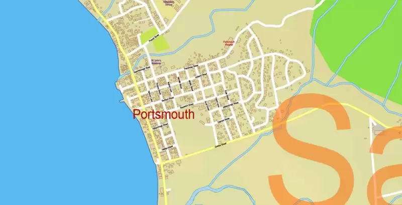 Dominica Vector Map Extra detailed Plan full editable DWG + DXF Admin Relief Street Map in layers