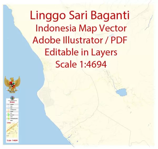 Linggo Sari Baganti Indonesia Map Vector Exact City Plan detailed Street Map Adobe Illustrator in layers