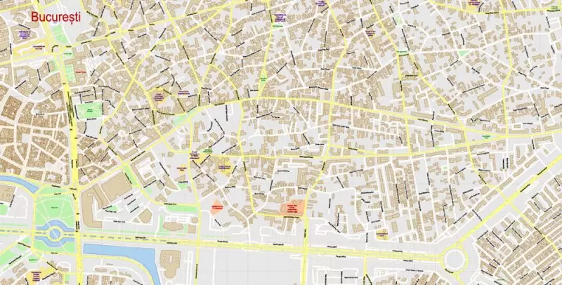 Bucharest Map Vector Exact City Plan detailed Street Map Adobe Illustrator in layers