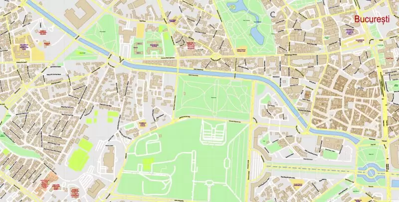 Bucharest Map Vector Exact City Plan detailed Street Map Adobe Illustrator in layers