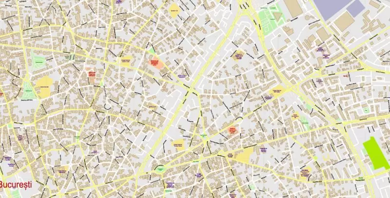 Bucharest Map Vector Exact City Plan detailed Street Map Adobe Illustrator in layers