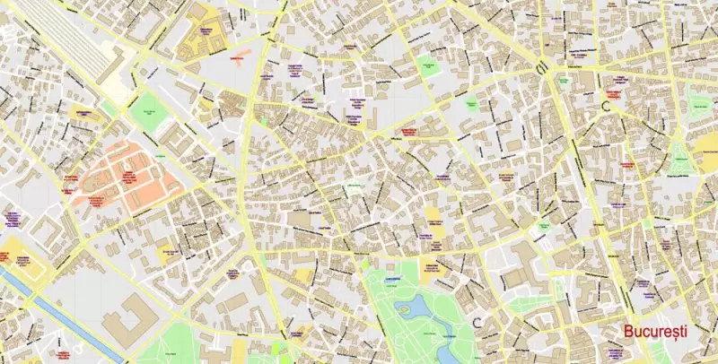 Bucharest Map Vector Exact City Plan detailed Street Map Adobe Illustrator in layers