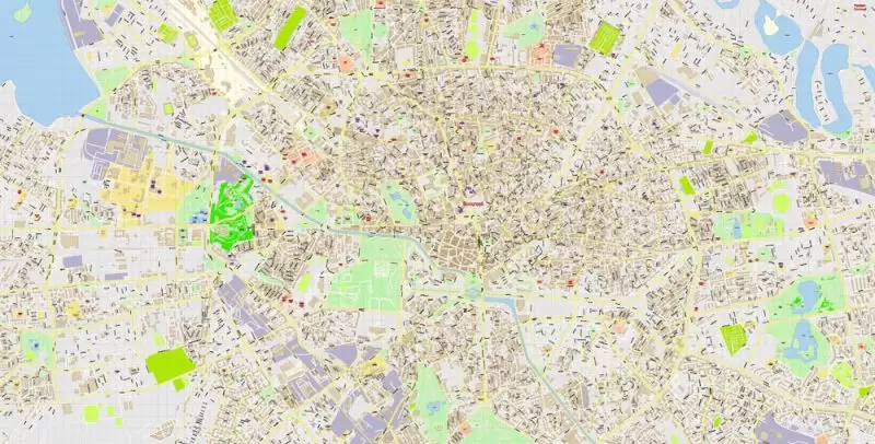 Bucharest Map Vector Exact City Plan detailed Street Map Adobe Illustrator in layers