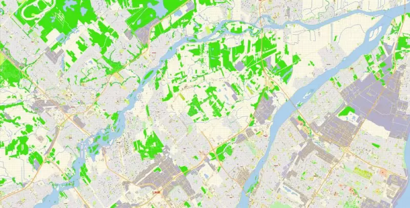 Laval Quebec Map Vector Exact City Plan detailed Street Map Adobe Illustrator in layers
