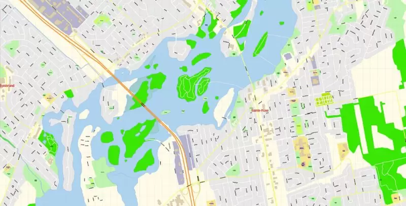 Laval Quebec Map Vector Exact City Plan detailed Street Map Adobe Illustrator in layers