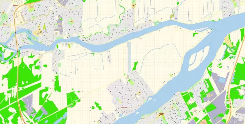 Laval Quebec Map Vector Exact City Plan detailed Street Map Adobe Illustrator in layers