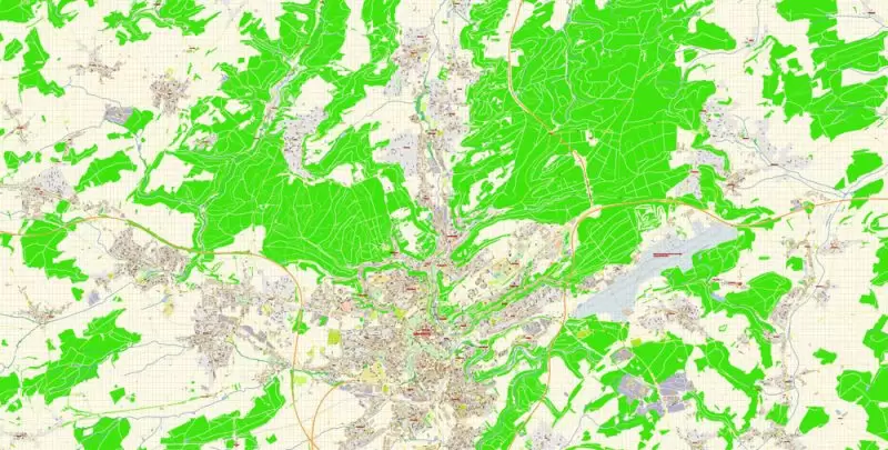 Luxembourg Map Vector Exact City Plan detailed Street Map Adobe Illustrator in layers