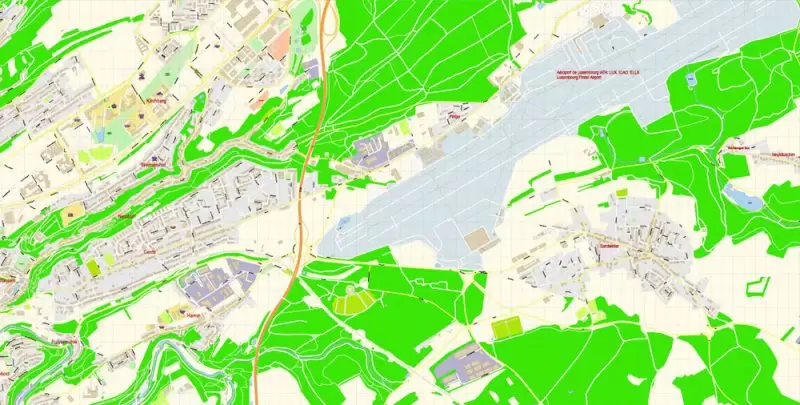 Luxembourg Map Vector Exact City Plan detailed Street Map Adobe Illustrator in layers