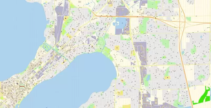 Madison Wisconsin Map Vector Exact City Plan detailed Street Map Adobe Illustrator in layers