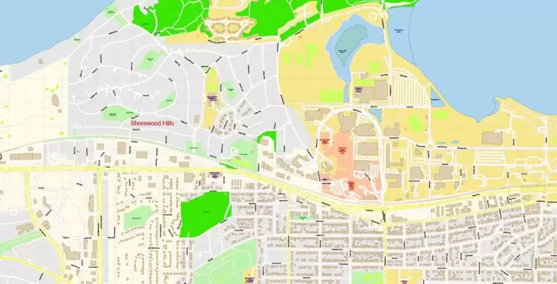 Madison Wisconsin Map Vector Exact City Plan detailed Street Map Adobe Illustrator in layers