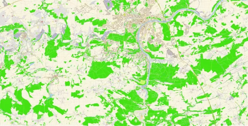Namur Map Vector Belgium City Plan detailed Street Map Adobe Illustrator in layers
