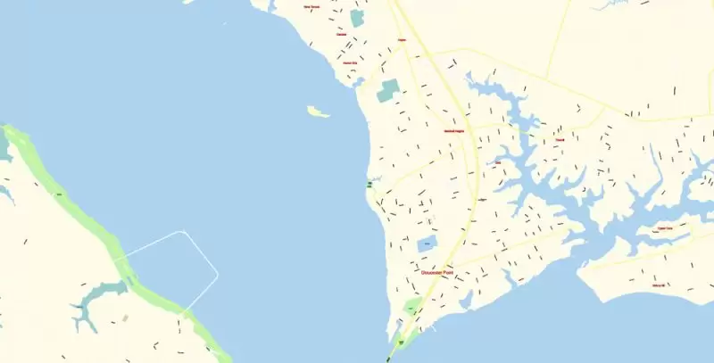 Printable Vector Map of Newport News + Norfolk + Chesapeak + Suffolk + Virginia Beach + Hampton Virginia US detailed City Plan scale 1:3752 full editable Adobe Illustrator Street Map in layers