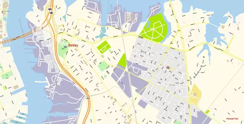Printable Vector Map of Newport News + Norfolk + Chesapeak + Suffolk + Virginia Beach + Hampton Virginia US detailed City Plan scale 1:3752 full editable Adobe Illustrator Street Map in layers