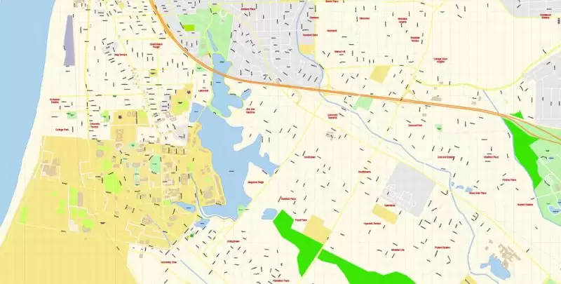 Baton Rouge PDF Map Vector Exact City Plan Louisiana detailed Street Map editable Adobe PDF in layers