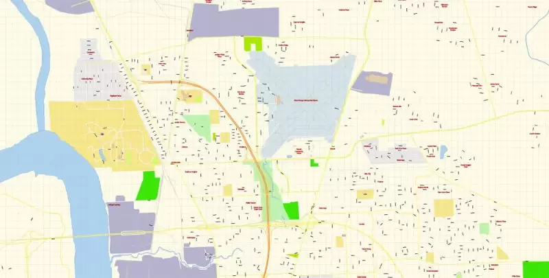 Baton Rouge PDF Map Vector Exact City Plan Louisiana detailed Street Map editable Adobe PDF in layers