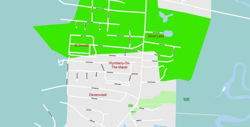 Brunswick + St. Simons Island PDF Map Vector Exact City Plan Georgia US detailed Street Map editable Adobe PDF in layers