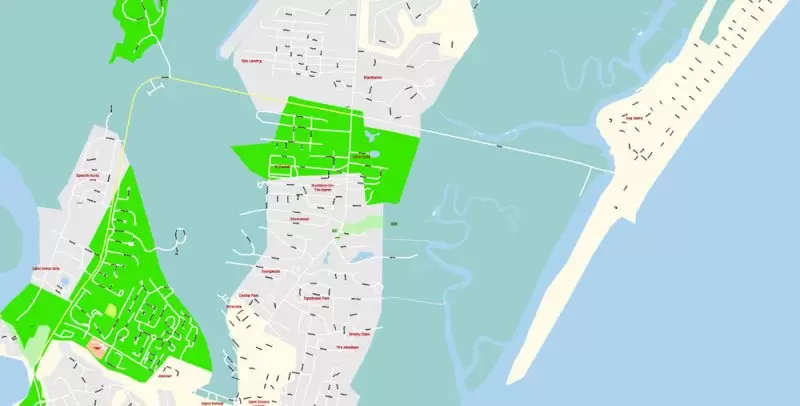 Brunswick + St. Simons Island PDF Map Vector Exact City Plan Georgia US detailed Street Map editable Adobe PDF in layers