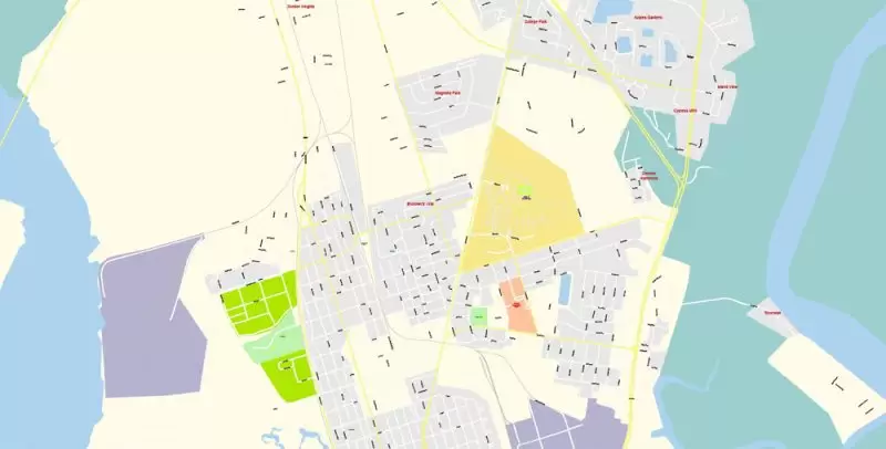 Brunswick + St. Simons Island PDF Map Vector Exact City Plan Georgia US detailed Street Map editable Adobe PDF in layers