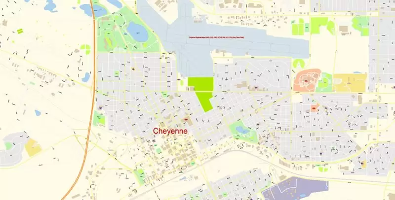Cheyenne PDF Map Vector Exact City Plan Wyoming detailed Street Map editable Adobe PDF in layers
