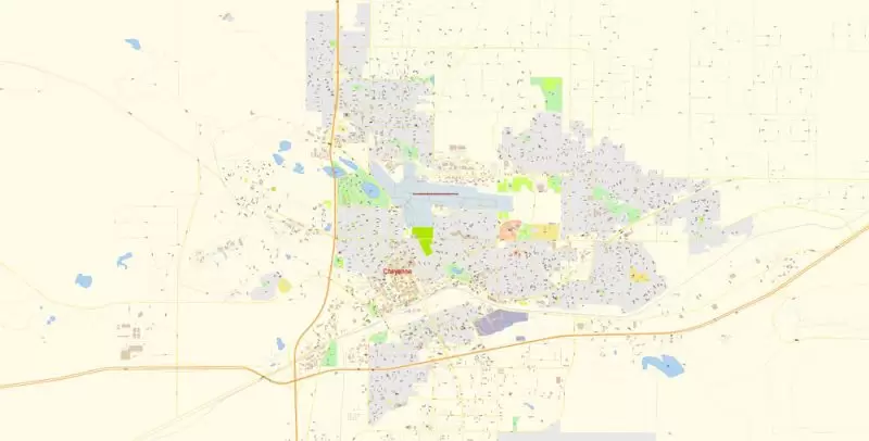 Cheyenne PDF Map Vector Exact City Plan Wyoming detailed Street Map editable Adobe PDF in layers
