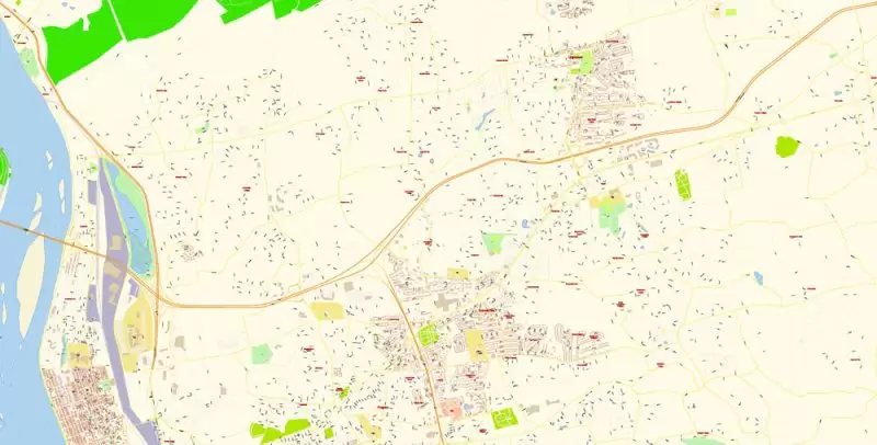 Harrisburg Metro Area PDF Map Vector Exact City Plan Pennsylvania US detailed Street Map editable Adobe PDF in layers