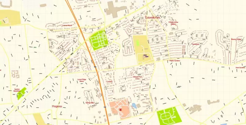 Harrisburg Metro Area PDF Map Vector Exact City Plan Pennsylvania US detailed Street Map editable Adobe PDF in layers