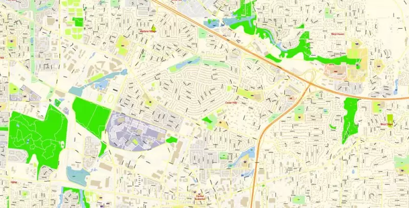 Hillsboro Large Area CDR Map Vector Exact City Plan Oregon US detailed Street Map editable CorelDRAW in layers