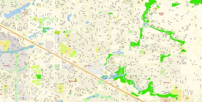 Hillsboro Large Area CDR Map Vector Exact City Plan Oregon US detailed Street Map editable CorelDRAW in layers