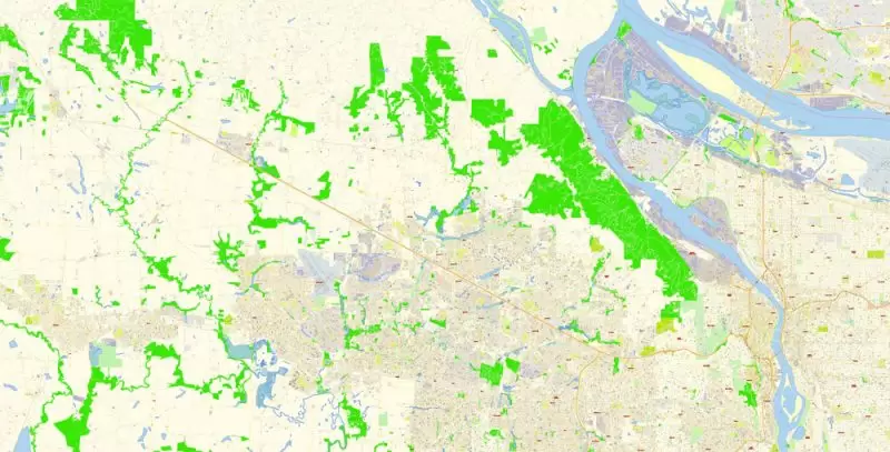 Hillsboro Large Area CDR Map Vector Exact City Plan Oregon US detailed Street Map editable CorelDRAW in layers