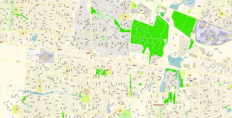 Hillsboro Large Area CDR Map Vector Exact City Plan Oregon US detailed Street Map editable CorelDRAW in layers