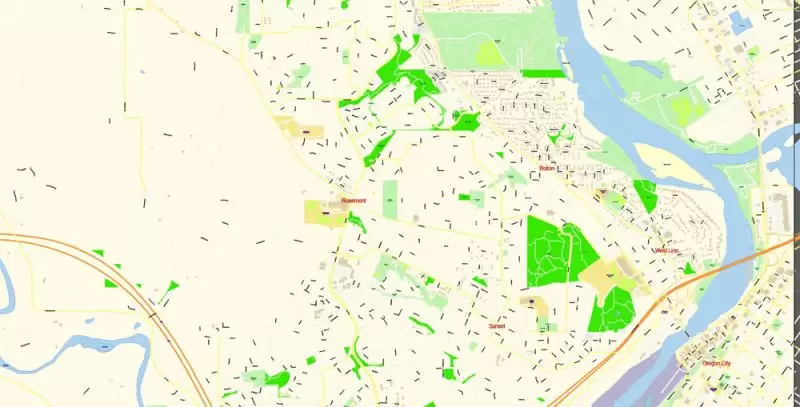 Hillsboro Large Area CDR Map Vector Exact City Plan Oregon US detailed Street Map editable CorelDRAW in layers