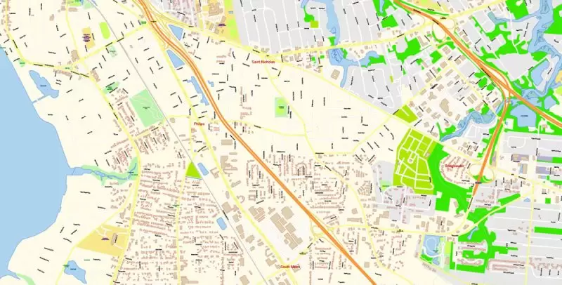 Jacksonville Map Vector Florida Exact City Plan detailed Street Map editable Adobe Illustrator in layers