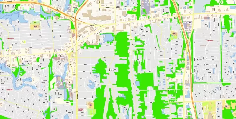Jacksonville Map Vector Florida Exact City Plan detailed Street Map editable Adobe Illustrator in layers