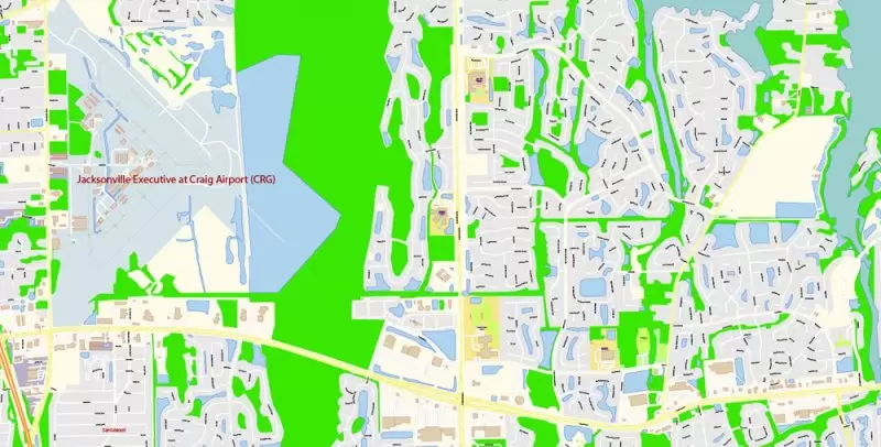 Jacksonville Map Vector Florida Exact City Plan detailed Street Map editable Adobe Illustrator in layers