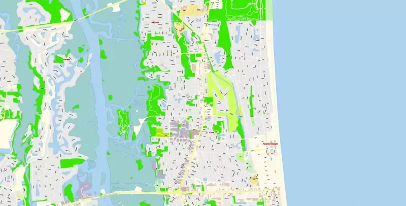 Jacksonville Map Vector Florida Exact City Plan detailed Street Map editable Adobe Illustrator in layers