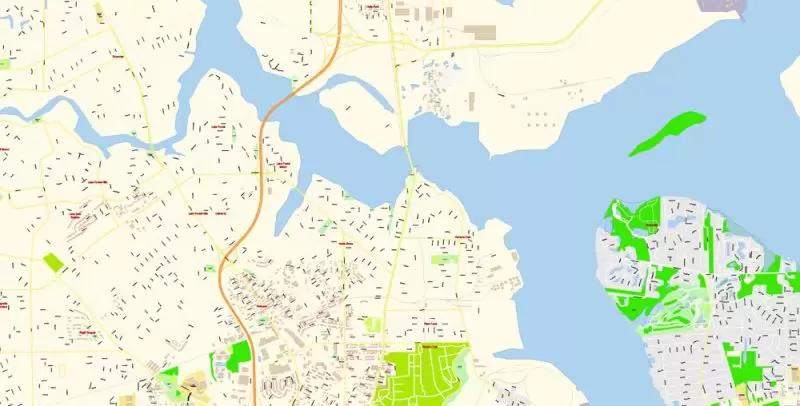 Jacksonville Map Vector Florida Exact City Plan detailed Street Map editable Adobe Illustrator in layers