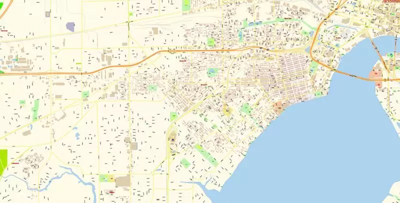 Jacksonville Map Vector Florida Exact City Plan detailed Street Map editable Adobe Illustrator in layers