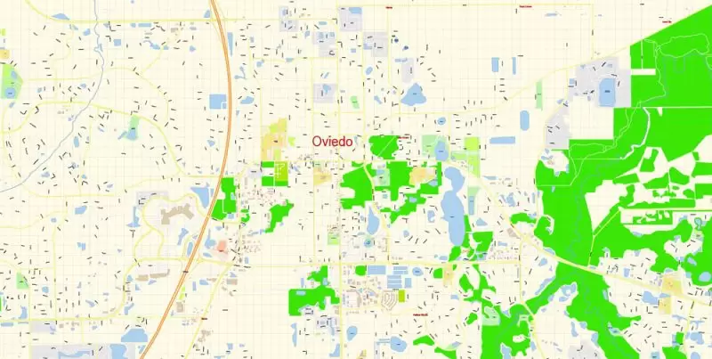 Oviedo Florida PDF Map Vector Exact City Plan detailed Street Map Adobe PDF in layers